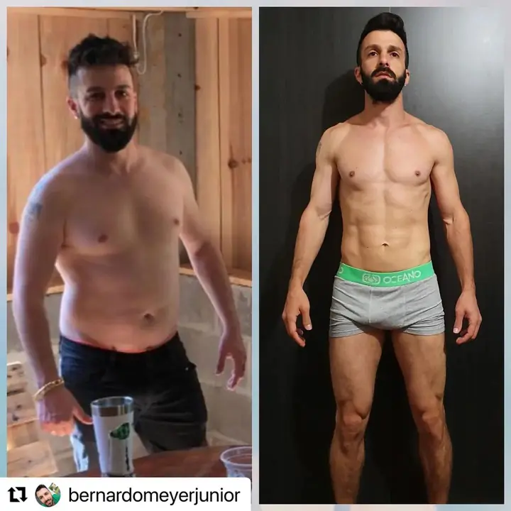 Antes e depois de aluno do Paulo, publicado no Instagram