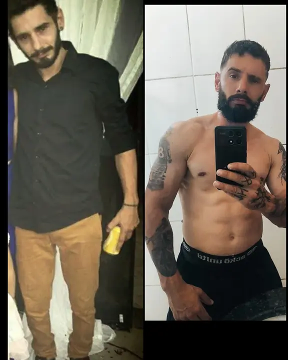 Antes e depois de aluno do Paulo, publicado no Instagram