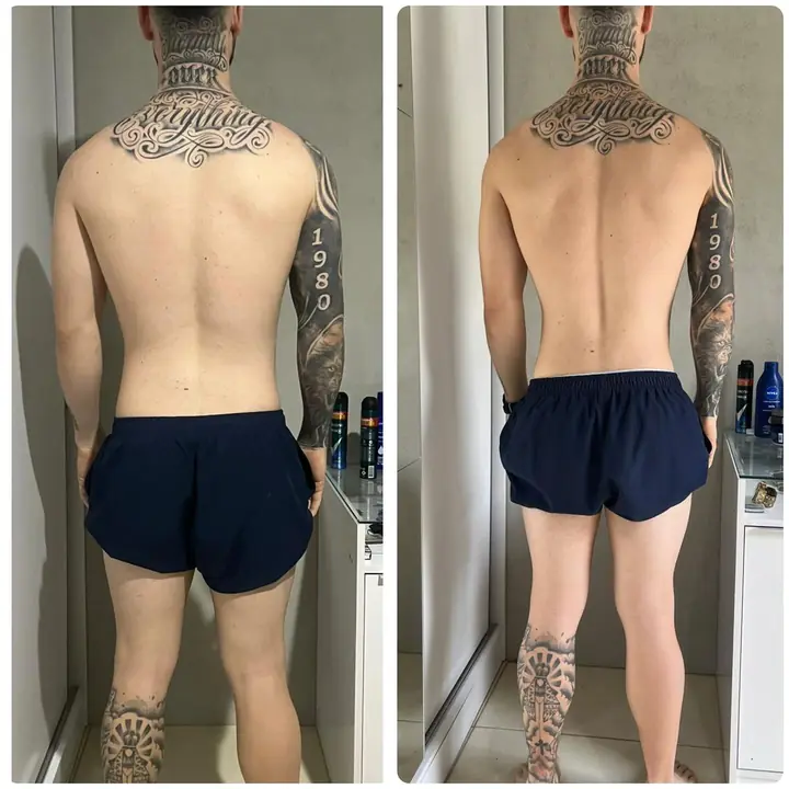 Antes e depois de aluno do Paulo, publicado no Instagram