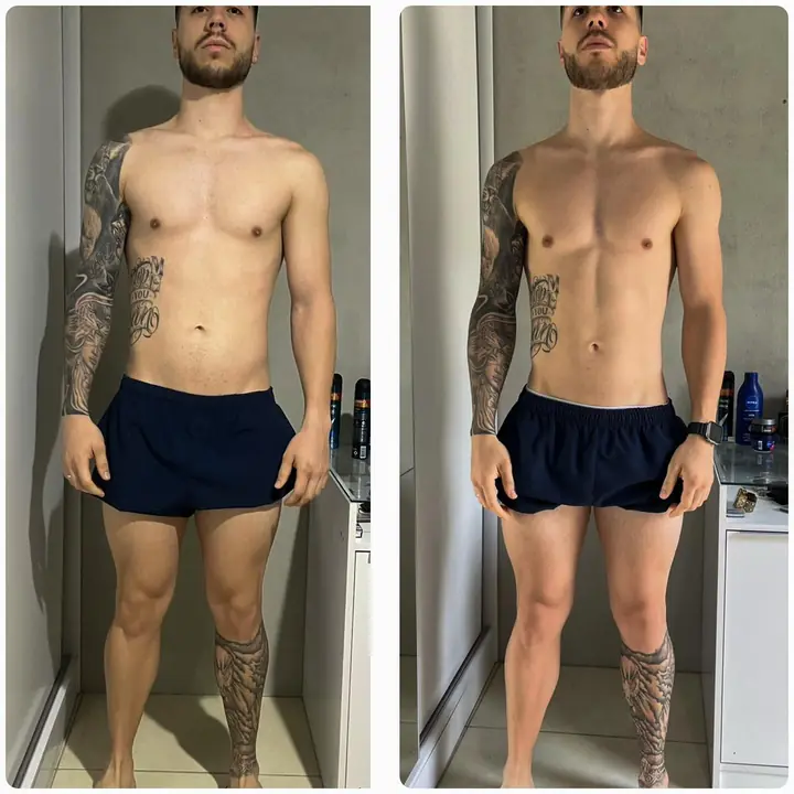 Antes e depois de aluno do Paulo, publicado no Instagram
