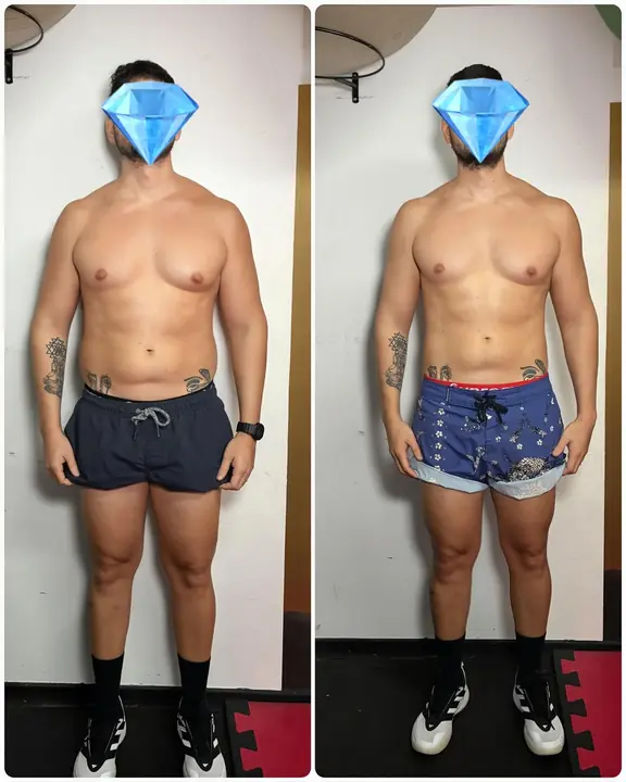 Antes e depois de aluno do Paulo, publicado no Instagram