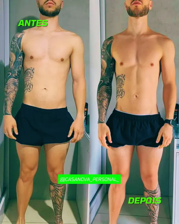 Antes e depois de aluno do Paulo, publicado no Instagram
